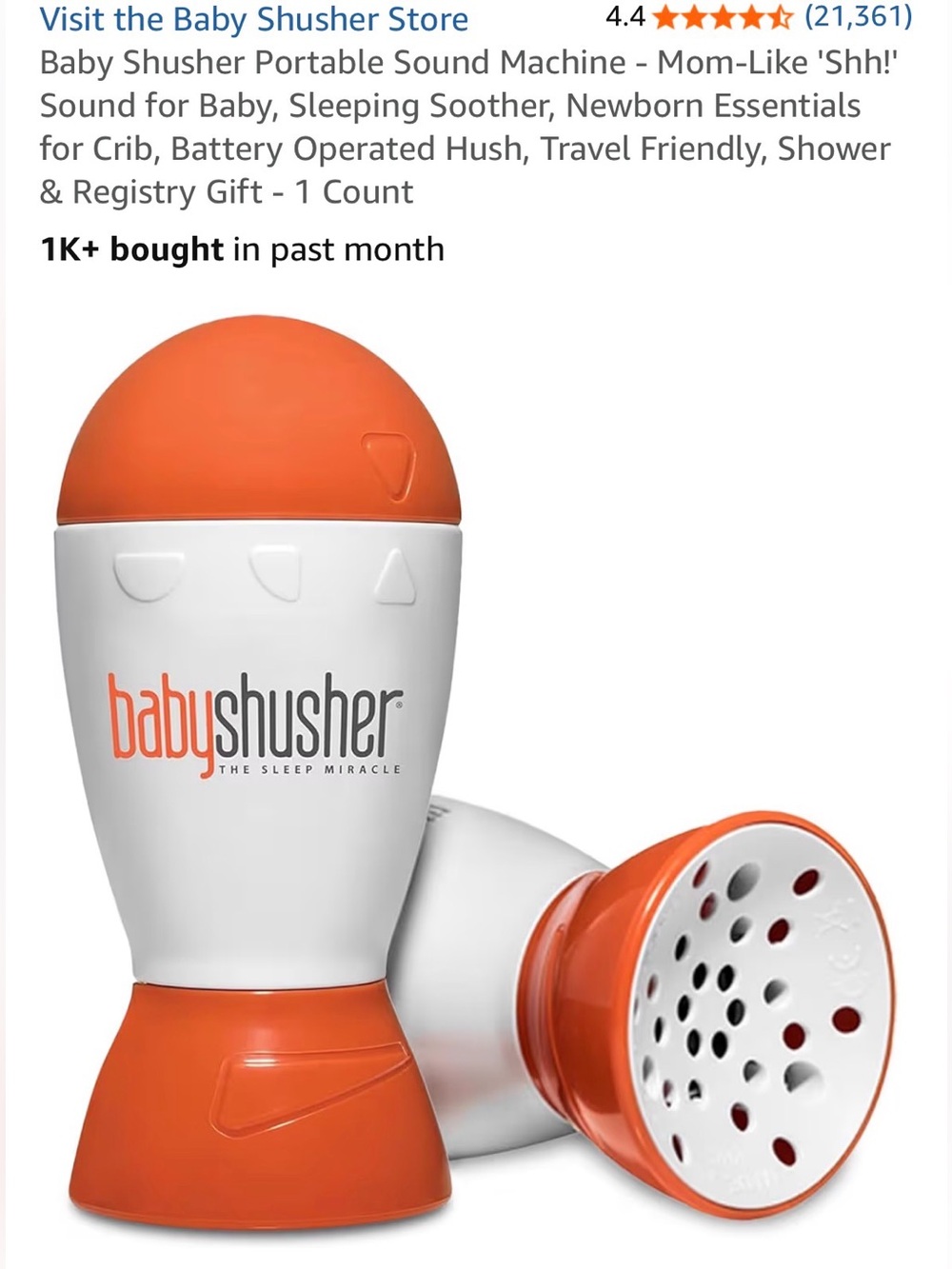 Baby Shusher Portable Sound Machine - Orange and White